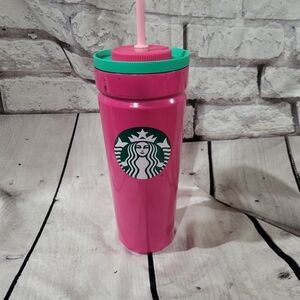 Starbucks Pink Tumbler with Green Lid